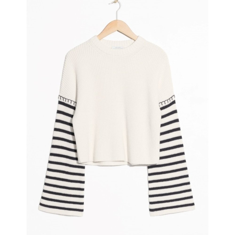 & Other Stories Cream and Black Striped Sweater